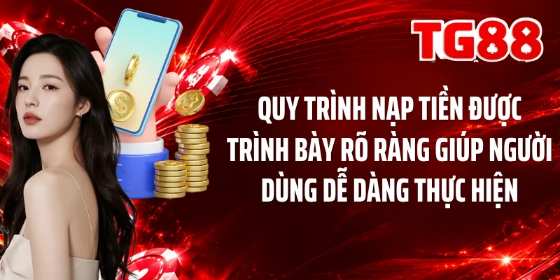 Quy trình nạp tiền được trình bày rõ ràng giúp người dùng dễ dàng thực hiện